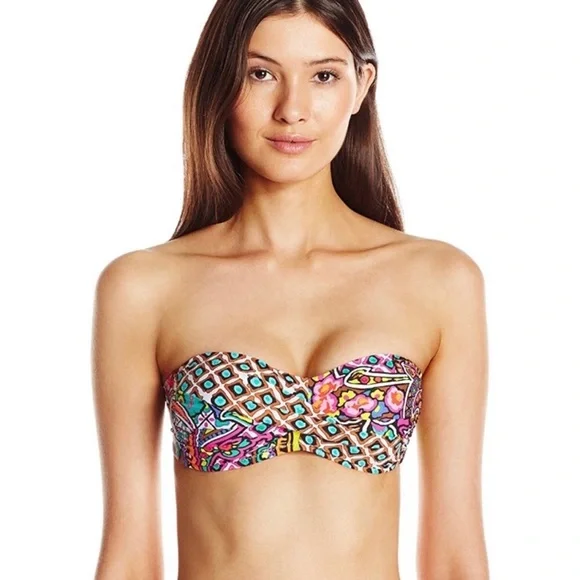 TrinaTurk Madagascar Paisley‎ Floral Bandeau Bikini Top