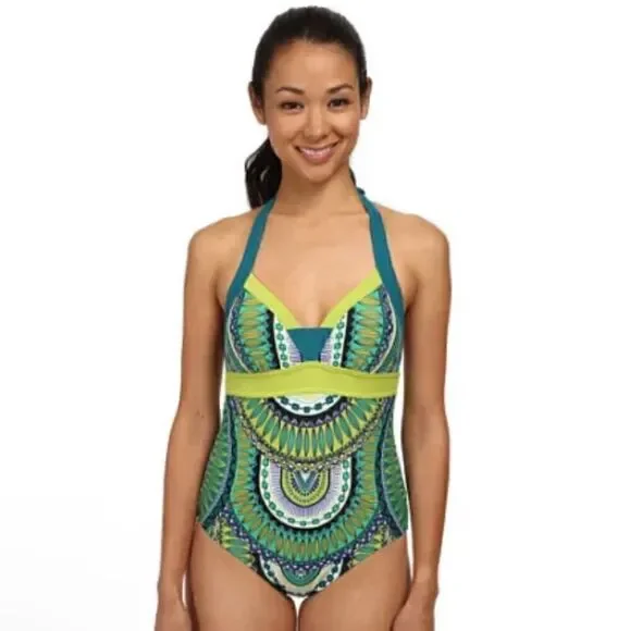 Prana Isla Halter Tie Cutout One Piece Swimsuit. Size XS. EUC!