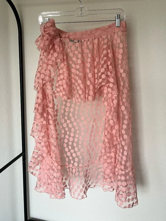 WAIMARI | Resort Bahamas High Low Pareo Ruffle Sarong Skirt in Pink | Size 10
