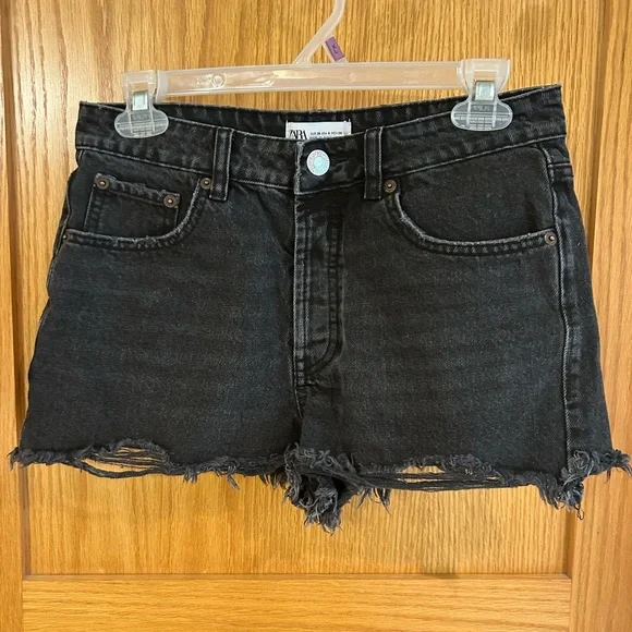 Zara Black Denim Shorts 4