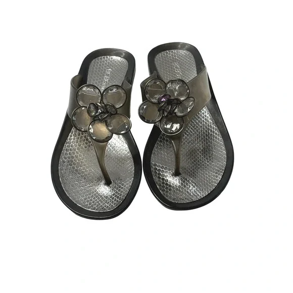 BCBGGeneration BG Magnolia Jelly‎ Flip Flops 8 3D Floral Accent