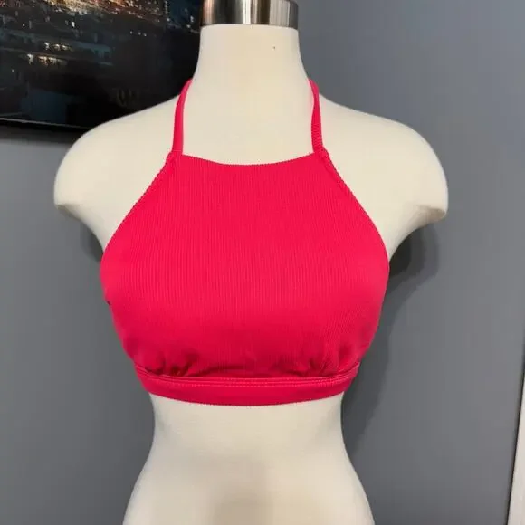 Old Navy Rib-Knit Halter Bikini Swim Top, Pink, XS 862335