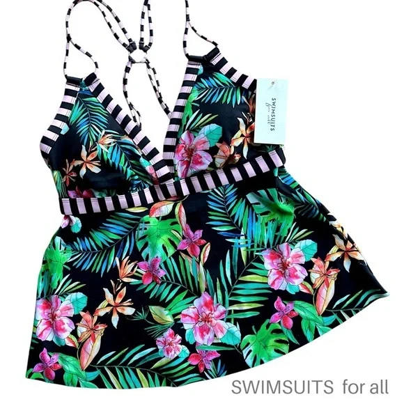 NWT | SWIMSUITS FOR ALL LOOP STRAP TROPICAL TANKINI | SIZE: 12