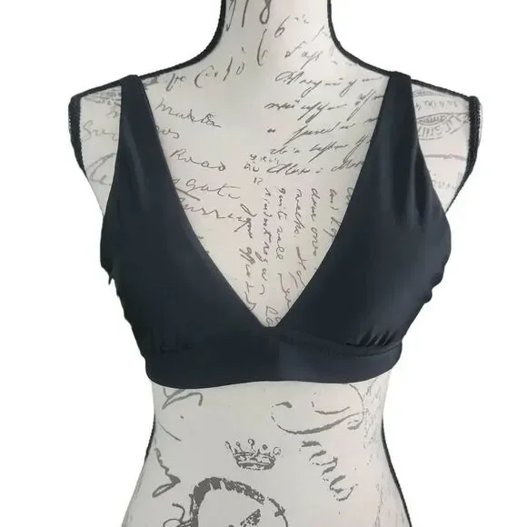 Aerie Women's Size Medium Black Triangle Knot Back Bikini Top