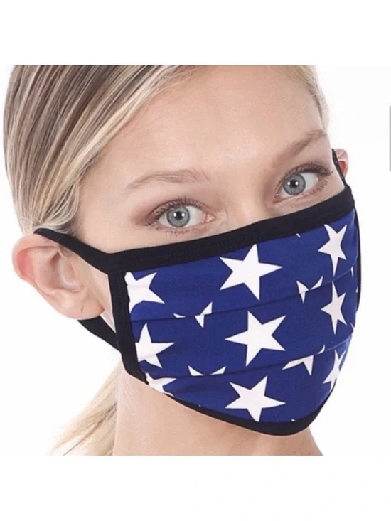 🔴 5 for $10 ONE Zenana Star Print Blue Face Mask