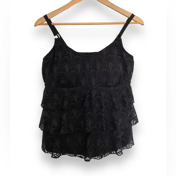 Women Swim Oversized Top 18W Lace Layer Tiered Swim Bathing Top