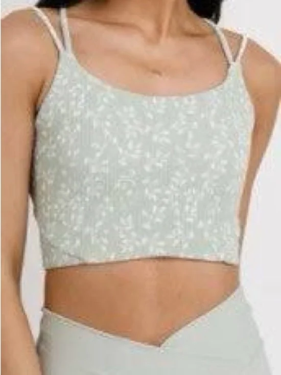 Coral Reef Women’s Mint Floral Crop Bikini Medium Top & Small Bottoms NWT