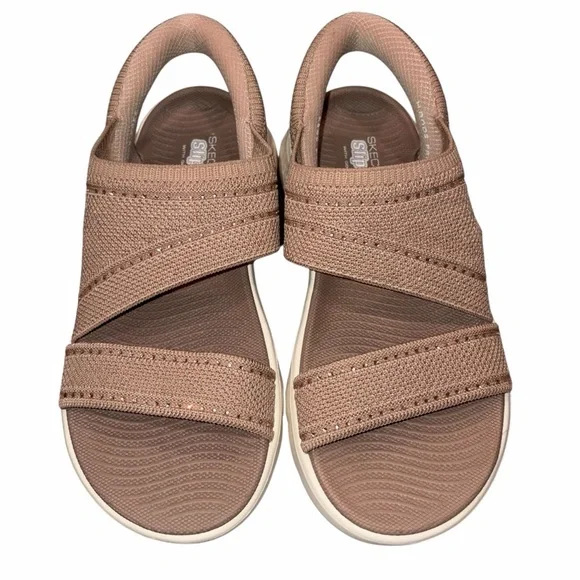 Skechers Slip-ins Taupe Go Walk Flex Belle Sandal Shoes size 7