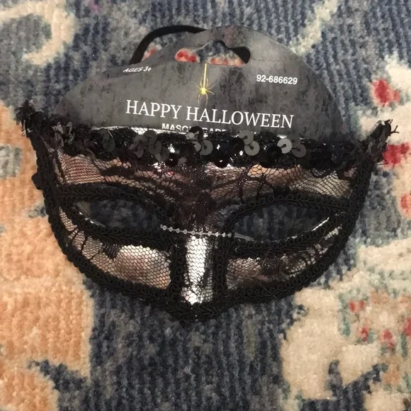 Silver & Black Sequins and Lace Masquerade Mask