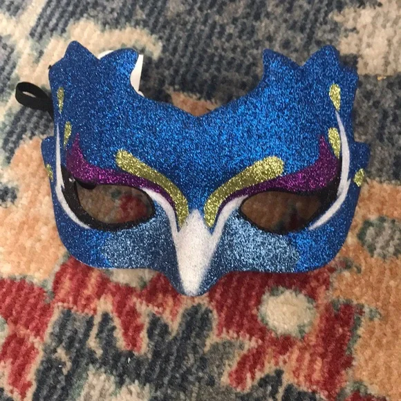 Glitter Blue Bird Masquerade Mask