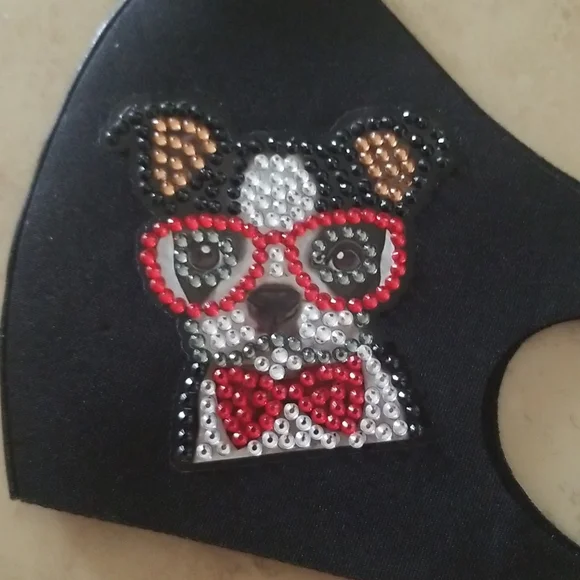 Boston Terrior Jeweled Facemask nwot