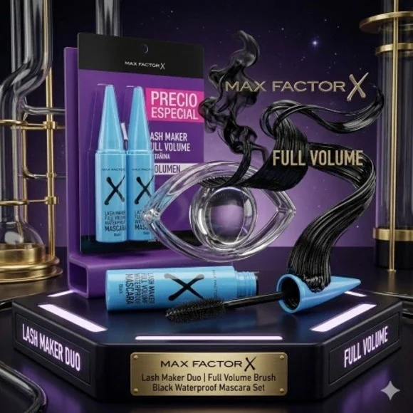 Max Factor X Lash Maker Duo | Full Volume Brush | Black Waterproof Mascara Set