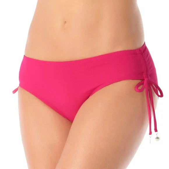 Anne Cole Women's Pink Live in Color Alex Side Tie Bikini Swim Bottoms sz XS