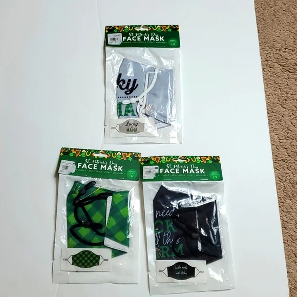 Set of 3 cloth St. Patricks Day masks