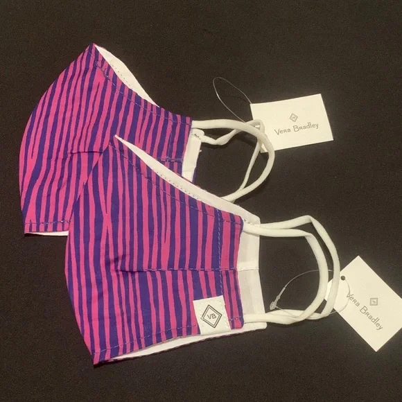 NWT Vera Bradley Cotton Face Mask Lot of 2 Impressionista Stripe