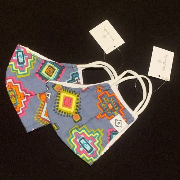 NWT Vera Bradley Cotton Face Mask Lot of 2 Painted Medallions