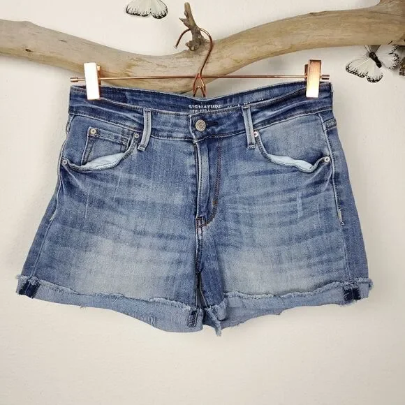 Levi's high rise distressed denim shorts