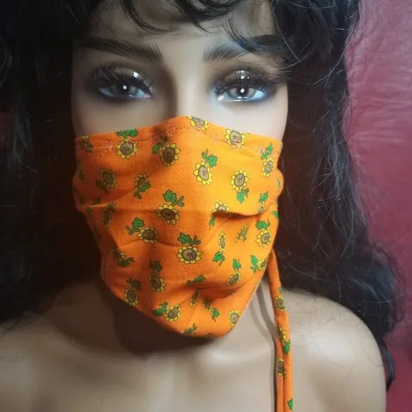 Cloth Face Mask w/ Copper/Silver Filters-Sunflower