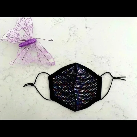 𝅺NEW‎ rainbow bedazzled face mask