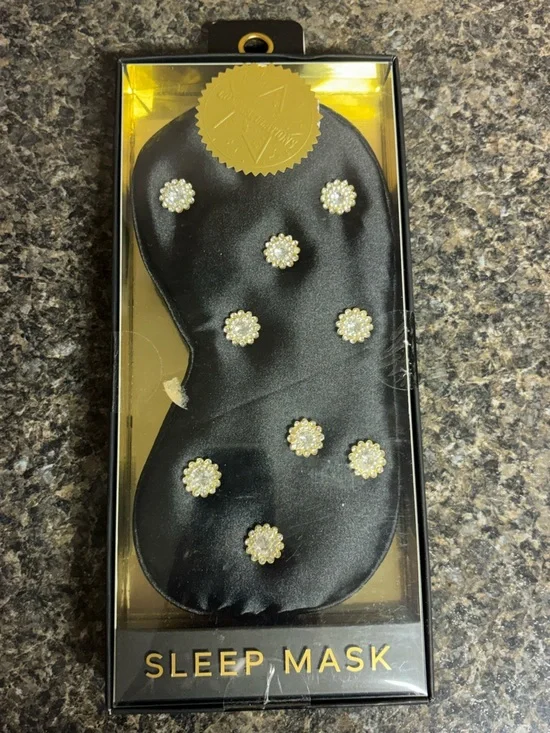 envy Black Satin Sleep Mask with rhinestone Cluster Accents