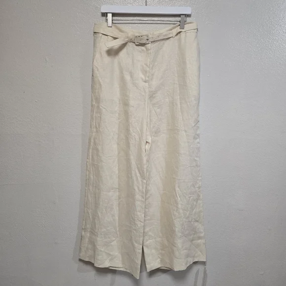 Reformation Wide Leg Belted Linen Pants Yellow Size 10 NWT