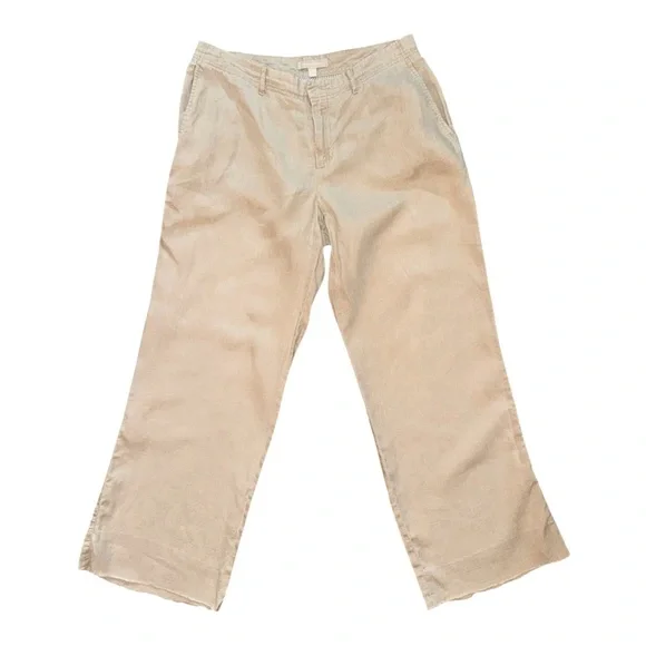 BANANA REPUBLIC Women’s Linen Trousers With Raw‎ Hem Size 8