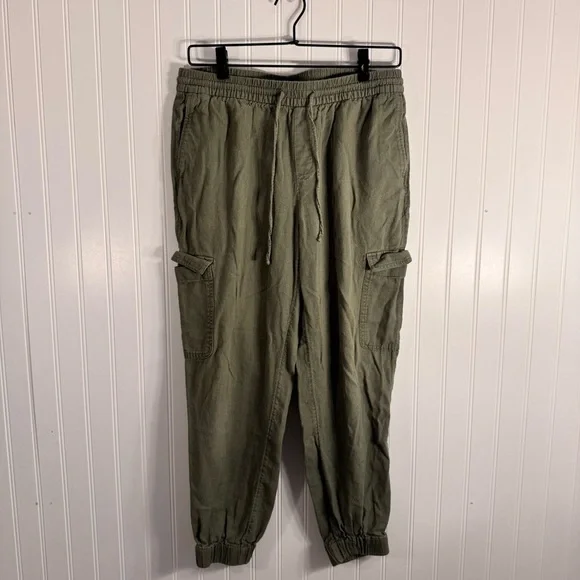 Banana Republic Utility Jogger Linen Blend Olive Green Cargo Pants Size Medium