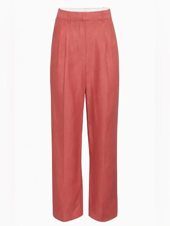 Aritzia Wilfred The Effortless Pants Linen Warm Sienna Red Size 8 Trousers