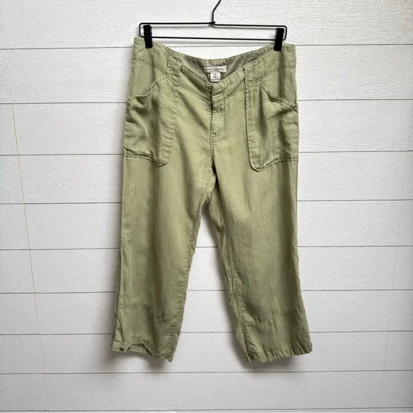 Banana Republic | Olive Green Wide Leg Linen Pants | Size 10