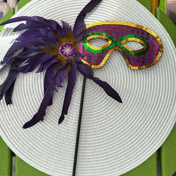 Feathered Sequined Masquerade Mask