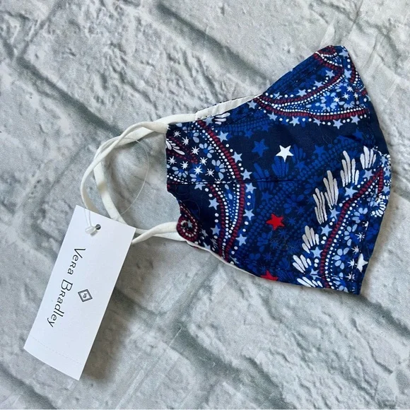 NWT Vera Bradley Patriotic Star Paisley Print Face Mask