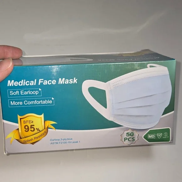 Winner Medical Face Mask Soft Earloop 50 Pcs Blue ASTM F2100-19 Level 1