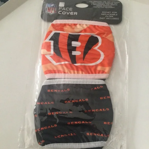 FOCO NFL CINCINNATI BENGALS CLUTCH 2 pack FACE MASKS UNISEX ADULT NWT
