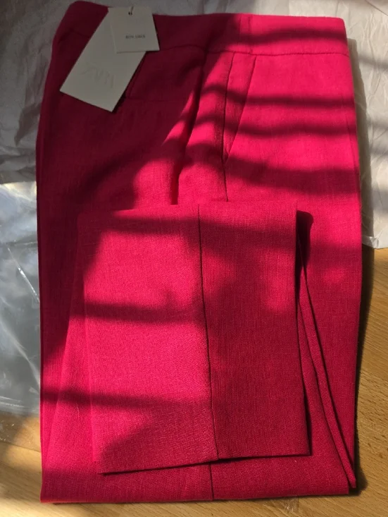 Zara Linen Blend Pants Pink XS