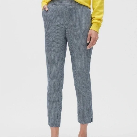 Banana Republic Hayden Pant Linen Blend Stripe White/Blue size 2