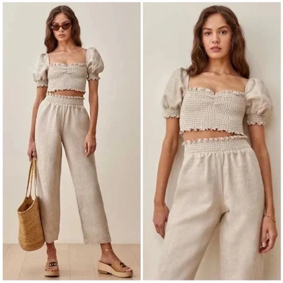 Reformation Mora Linen Top & Pants Set