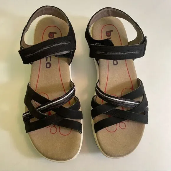 Biónica Nova black woven Nubuck‎ leather Wedge sandals