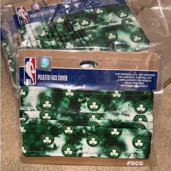 Celtics Pleated Cloth Face Mask Coverings Set of 9 NEW