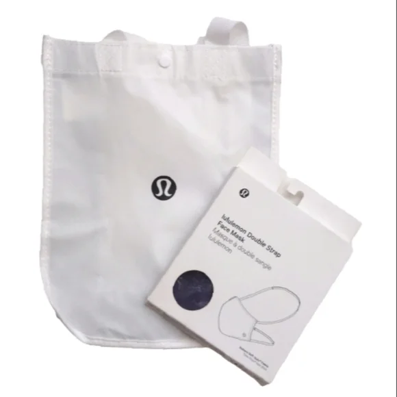 LULULEMON Unisex Double Strap Nulu Face Mask Midnight Orchid Shopping Bag Bundle