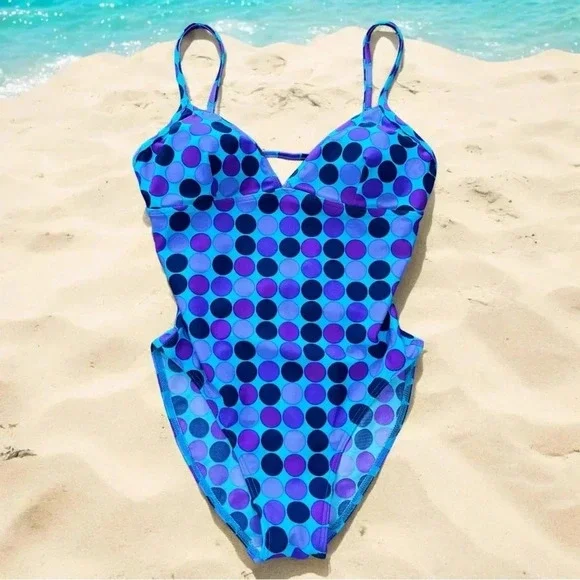 Vintage 80s/90’s Baltex purple polka dot one piece swimsuit -10