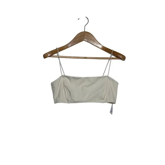 Reformation Cream Bikini Top Square Neck Spaghetti Strap Gold Clasp Size S