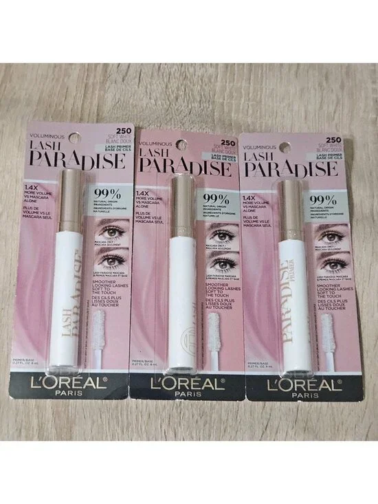 L'Oreal Voluminous LASH PARADISE Soft White #250 Mascara Primer/Base Lot Of 3