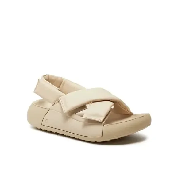 ECCO WOMEN'S 41 COZMO PLATFORM LEATHER SANDAL CROSS-STRAP LIMESTONE 20665301378