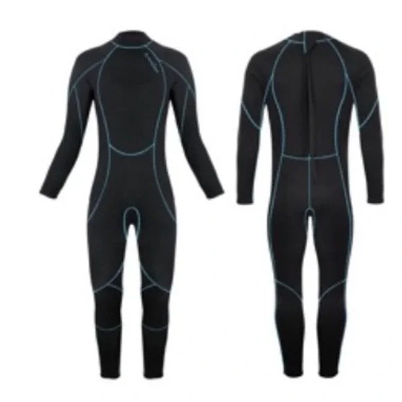 NeoSport Gear Wetsuit Size 8 Black Turquoise Full Body Neoprene Diving Surfing
