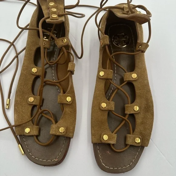 Tory Burch Tan Suede Gladiator Sandals