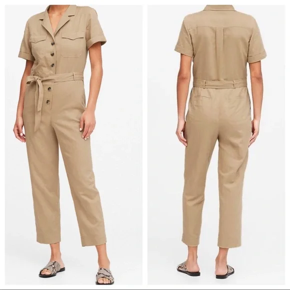 BANANA REPUBLIC Linen‎ Cotton Utility Jumpsuit