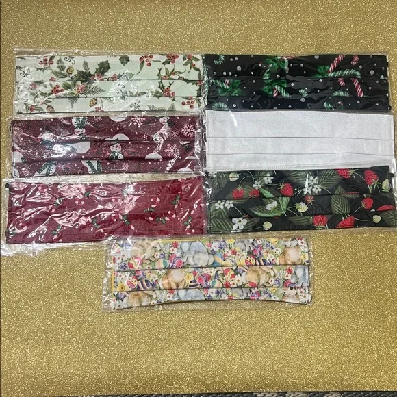 New Festive Patterned Face Masks Set of 7