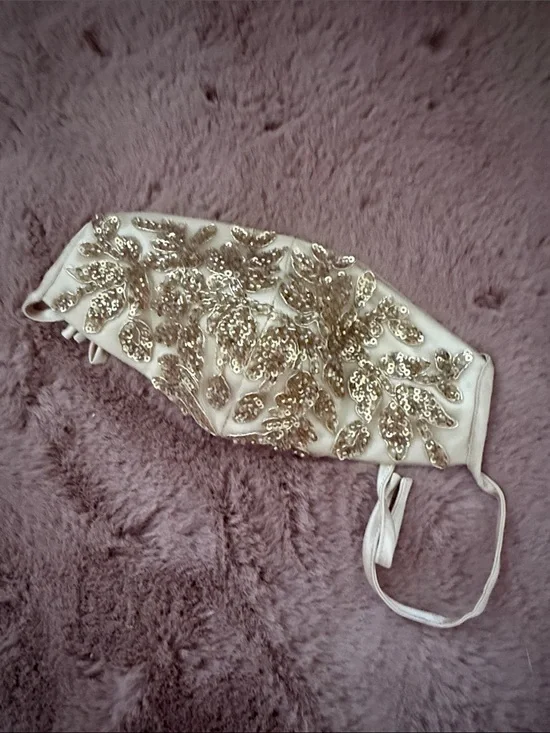 Embellished Ivory Sequin Face Mask