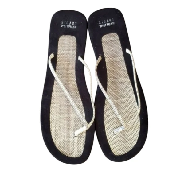 Stuart Weitzman Dayo Serpent Thong Sandals, Size 10