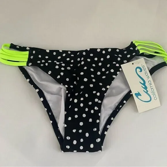 California Waves Women’s Polka Dot Side Strap Bikini Bottom M